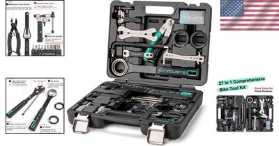 Complete 27-Piece Bicycle Repair Kit - Stainless Steel Tools with