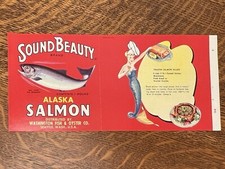 VTG SOUND BEAUTY BRAND Alaska Salmon 1940´s can tin label SEATTLE WA RARE!!