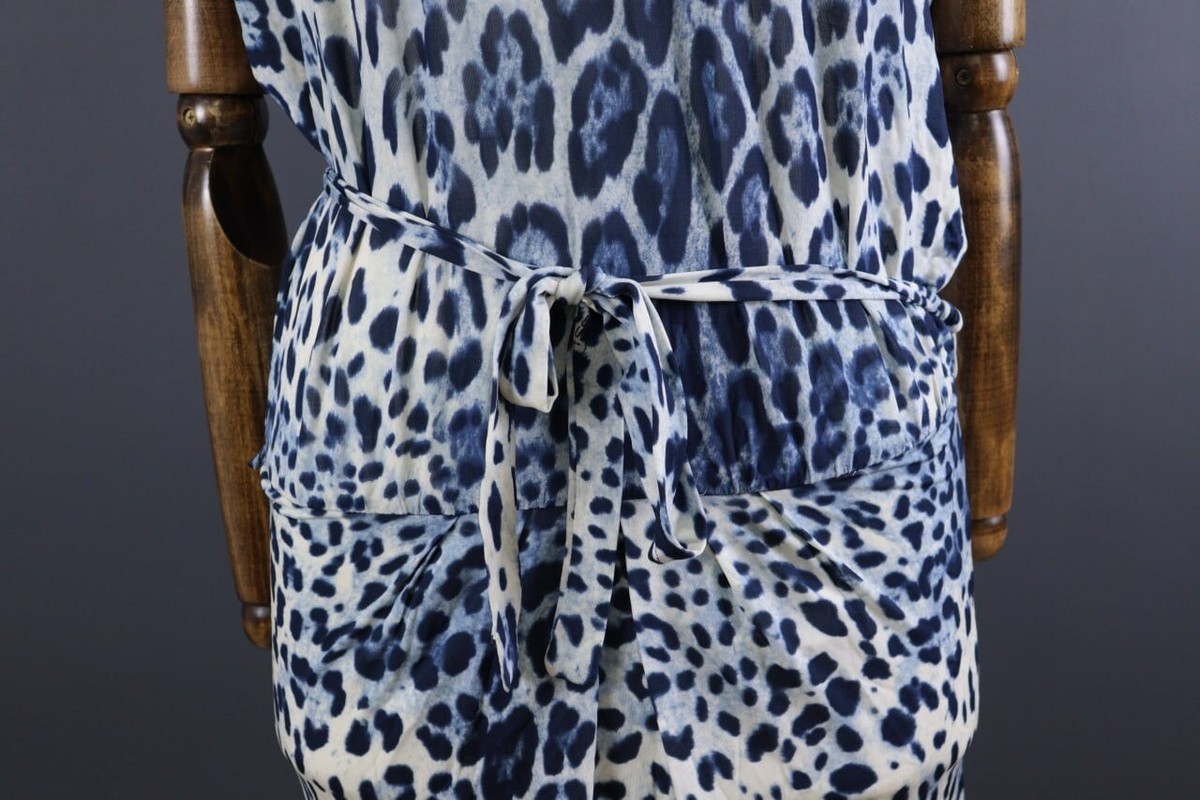 CLASS ROBERTO CAVALLI Leopard Print Belted Short Sleeve Wrap Dress