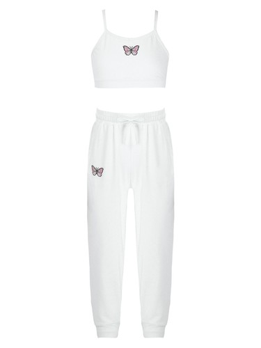 Schmetterling Druck Crop Top Weste und Leggings Sport Kleidung Set für Mädchen - Bild 14 von 54