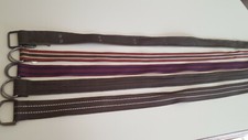 LOT OF 5 MENS BELTS, 3 BROWN AND TWO MULTI COLOR FITS WAIST UP TO 39 INCHES