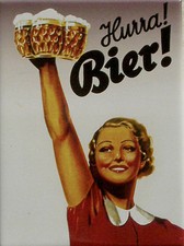 K&uuml;hlschrankmagnet Magnet Hurra Bier 6x8 cm Spruch Lustig Kneipe Bar Deko K&uuml;che