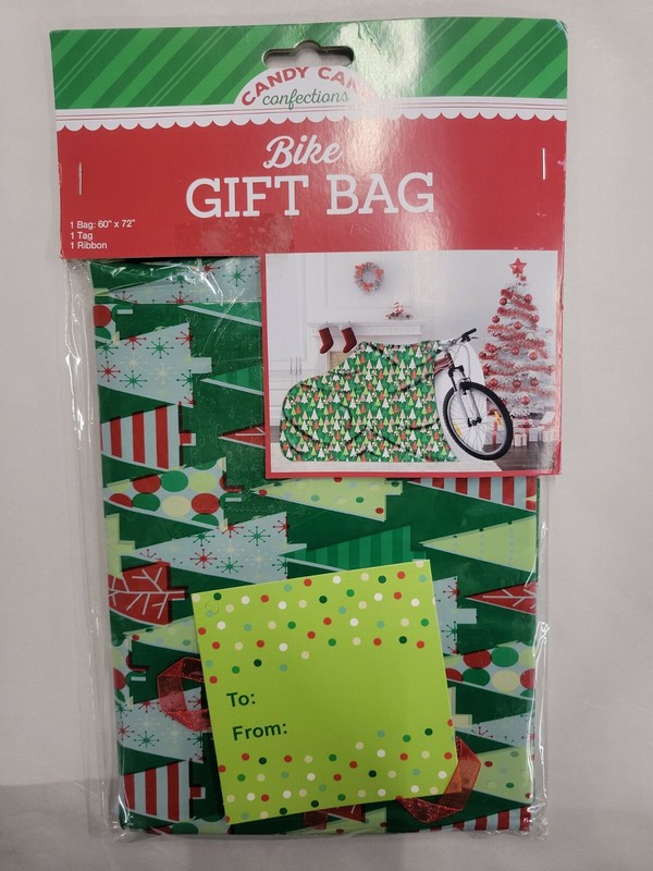 Jumbo 72"x60" Green Gift Bag With Cards And Tags - Giant Bike Bag Christmas