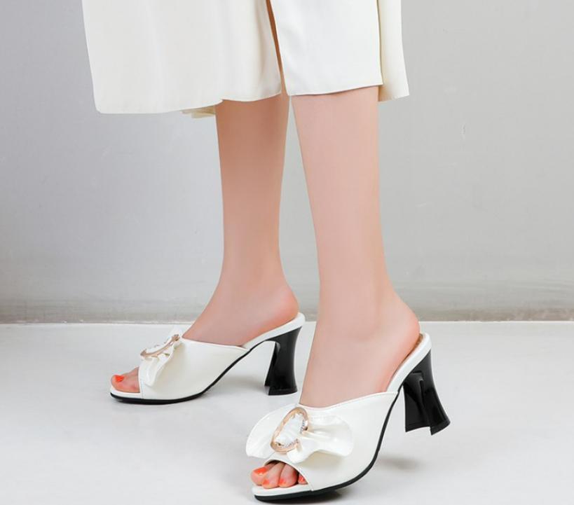 PANTOFOLA D’ORO Sandalo donna estate punta aperta tacco a blocco pantofola tacco alto abito pompa scarpe da festa