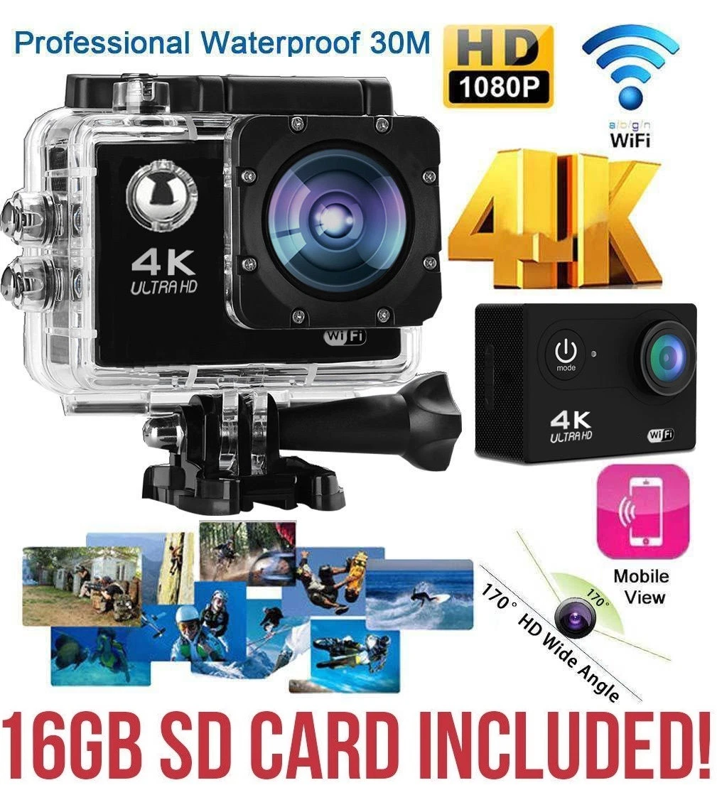 4K 2 Ultra HD 1080P Sports WiFi Cam Action Camera DV Video Recorder 16MP UK HD