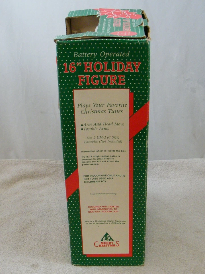 复古 MERRY CHRISTMAS 16 英寸假日雕像 SANTA、戏剧音乐、不动 — 第 4/4 张图片