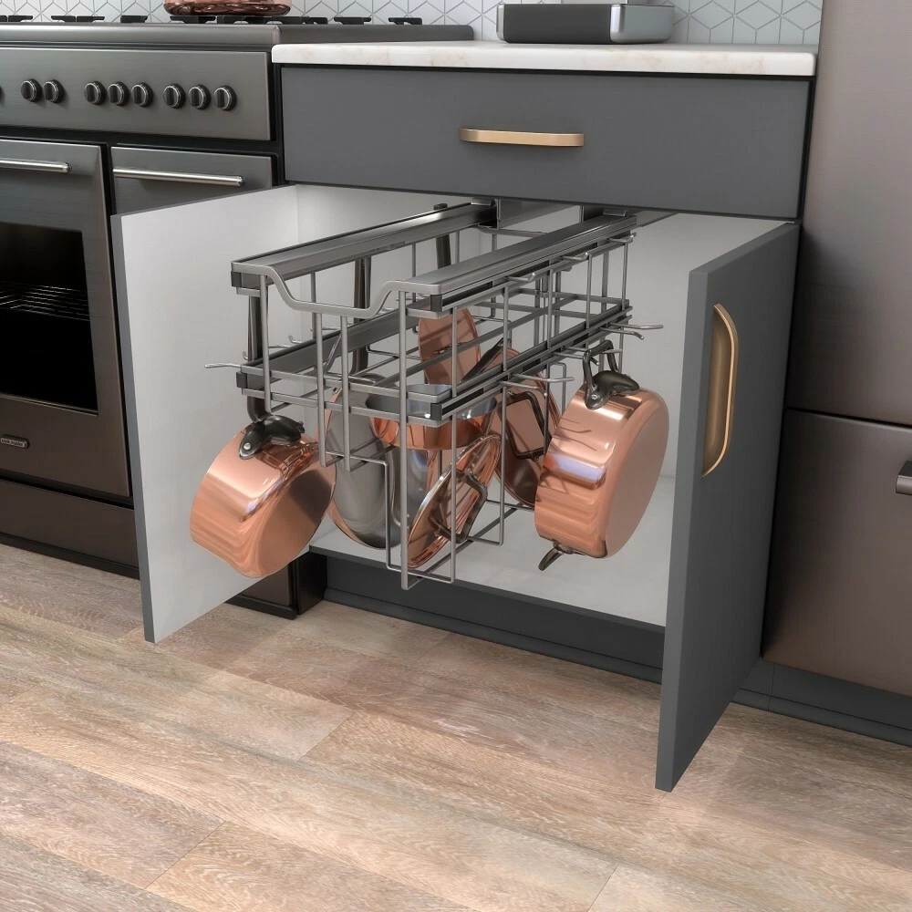 Black Nickel Kitchen Cabinet Hanging Pots Pan Lid Rack Organizer + Soft-Close
Opens in a new window