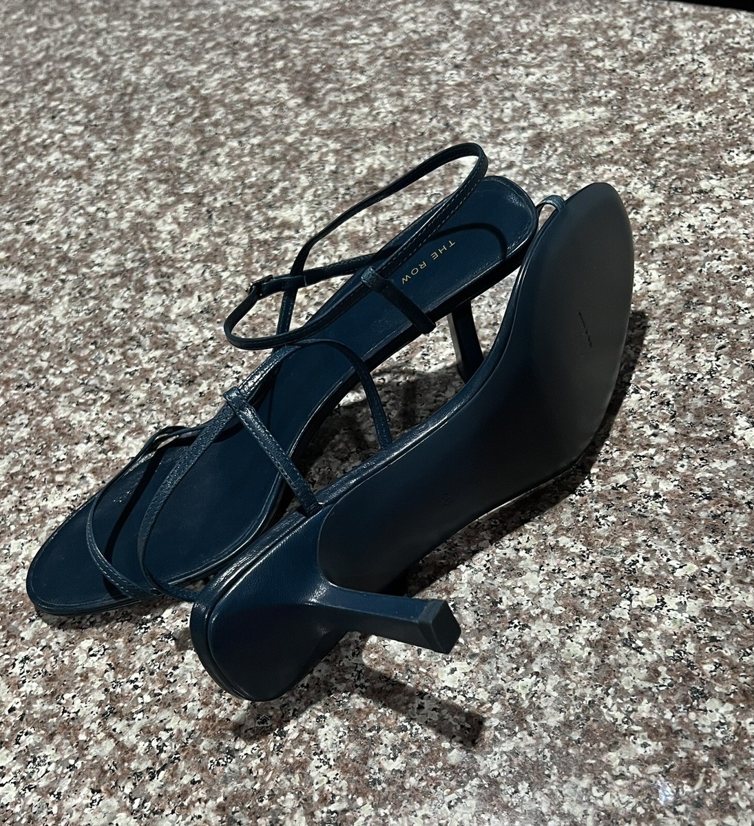 The Row Leather Slingback Sandal Blue Strappy Shoes Size 40