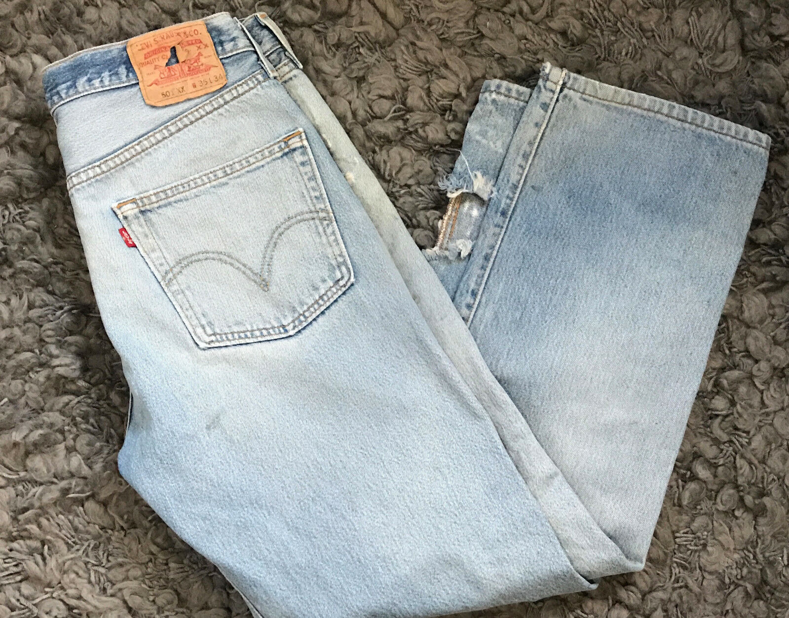 Heavily Distressed Original Button Fly Levi's 501… - image 5