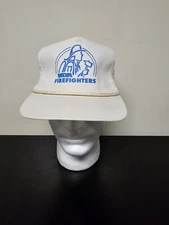 MDA Firefighter Rope Hat White W/ Blue Letters Snapback (Needs Cleaned)