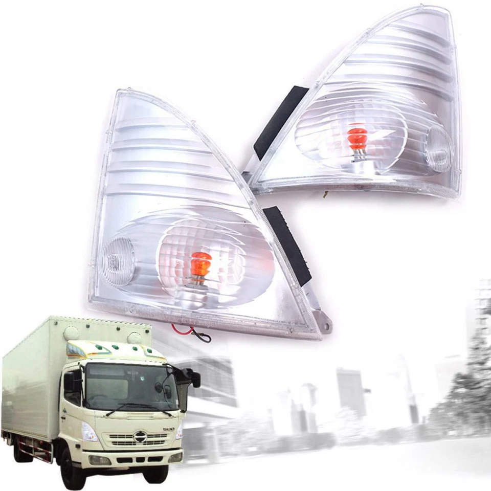 Luminária de canto frontal Fit 2003-2017 Hino Mega 500 Fc4J Fg1J branca transparente caminhão - Imagem 2 de 4