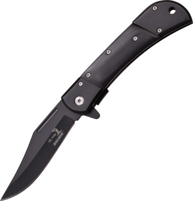 Elk Ridge Spring Assisted Folding Pocket Knife Black Wood Plain 4.75'' Csd A009BK