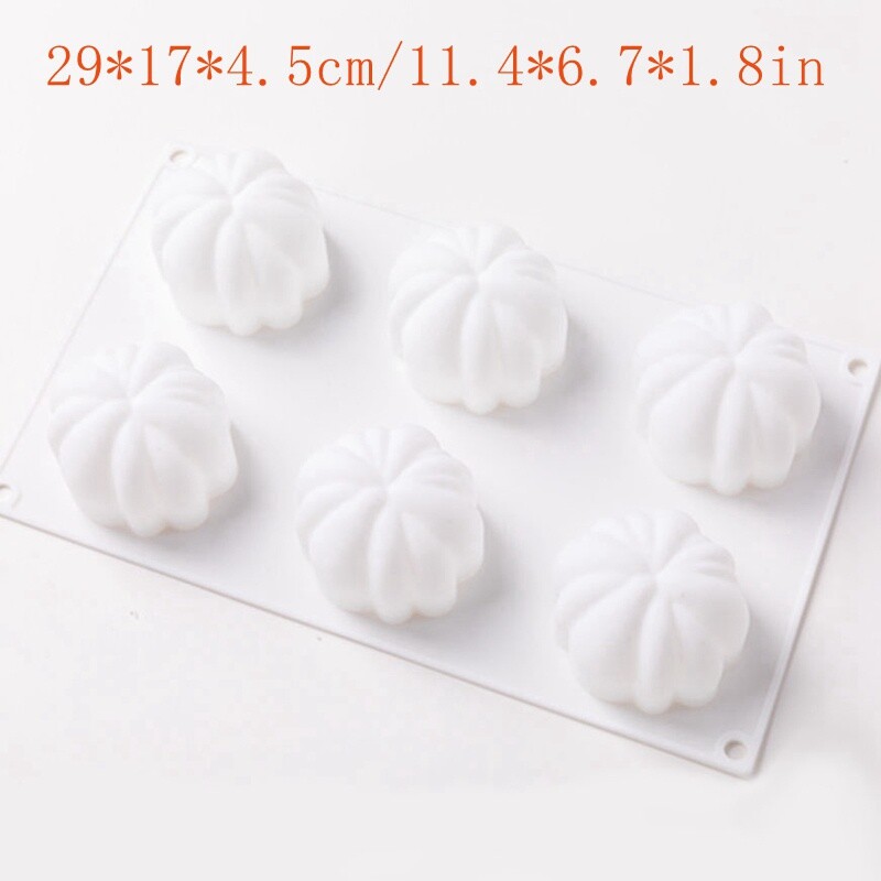 6Cavity DIY Pumpkin Shape Silicone Bake Cake Soap Mould Ice Cube Halloween Decor