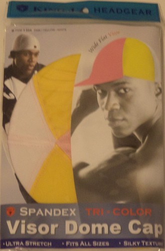 King. J Spandex Visor Dome Cap – Yellow,White & Pink  # 201 by King J Silky Text