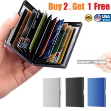 New Stainless Steel RFID Blocking Credit Card ID Holder Slim Money Travel Wallet