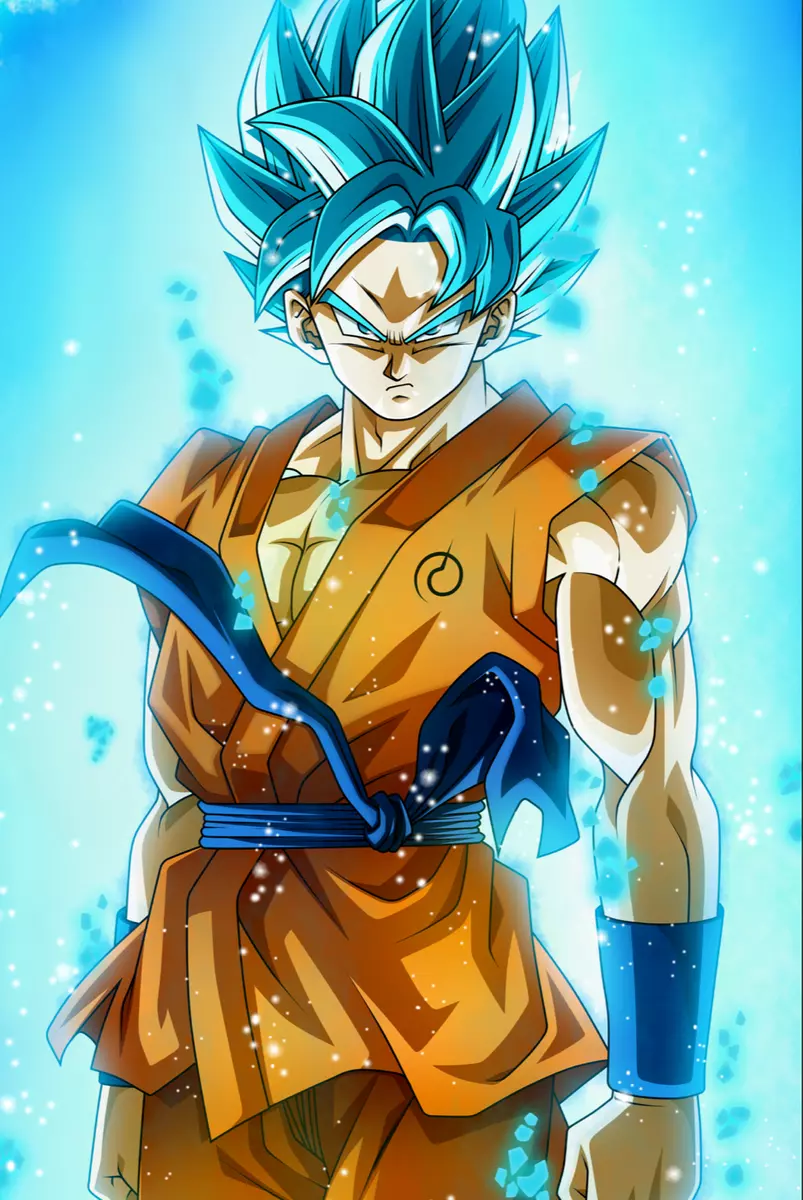 Dragon Ball Goku Blue Half Body 12inx18in Poster Free Shipping