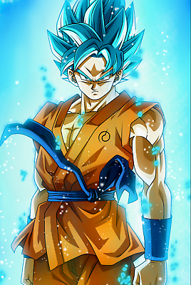 Dragon Ball Poster DBS Goku SSJ Blue Fight Pose 12inx18in Free Shipping