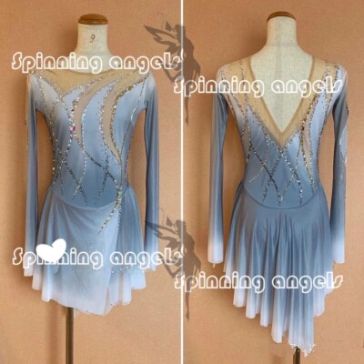 Ice Figure Skating Dress/Dance/Baton Twirling costume Custome grey dyeing
