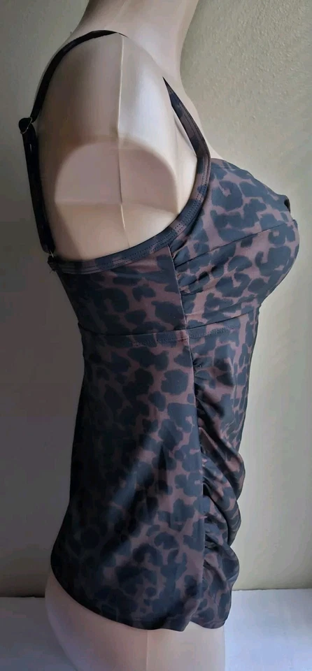 Merona Leopard Print Tankini Top Medium Brown Black - Image 4 of 4