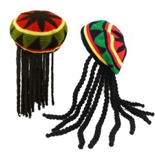 Reggae Dreadlocks Unisex Jamaican Knitted Beanies Wig Braid Hat Rasta Hair Hat 