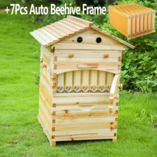 Beehive Wooden Beekeeping House Auto Shed Brood Bee Hives Box + 7 Honey Frames