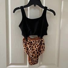 Art Class Black Leopard Print One Piece Swimsuit Girls Size Medium 7-8