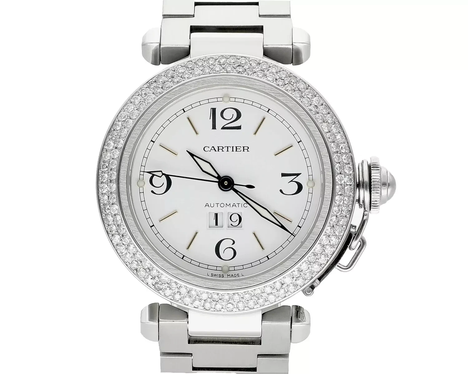 Cartier — Cartier Pasha #2475 Stainless Steel Ladies Watch With Diamond Bezel