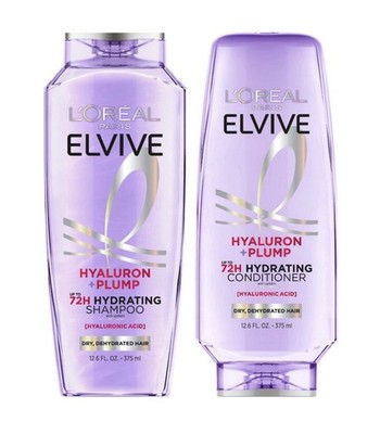 L Oréal Elvive Hyaluron Plump Shampoo Conditioner Set Dry Dehydrated Hair