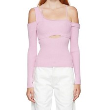 Jacquemus Pink La Maille Figuerolles Sweater Ribbed Knit Cutout Top FR 34