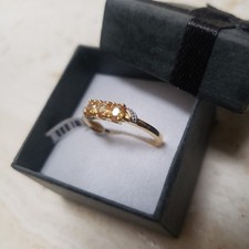 Chanthaburi Thai Yellow Sapphire, Sterling Silver Trilogy ring, size K, 5.