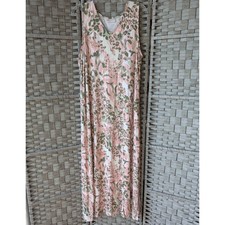 Belle by Kim Gravel Pink Olive Abstract Animal Print V-Neck Maxi Dress Lg Tall