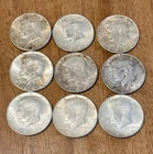 9x Lot 1964 Kennedy Half Dollar Coins 90% SILVER Circulated - Free Shipping