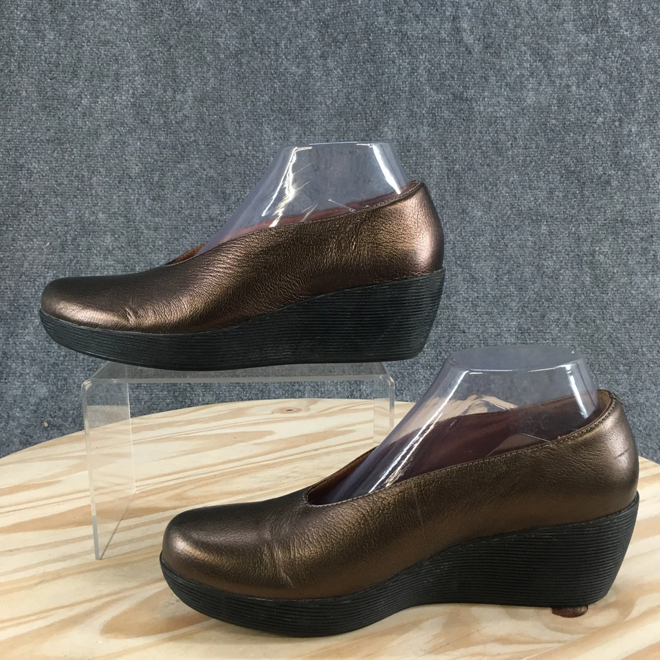 Clarks Zapatos Mujer 8 M Claribel Acampanados Zapatos Cuero Dorado Informales Tacones de Cuña Foto 2 de 4
