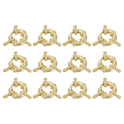 Spring Clasps, 12 Pcs 13mm Brass Spring Ring Clasps for Jewelry Making, Gold