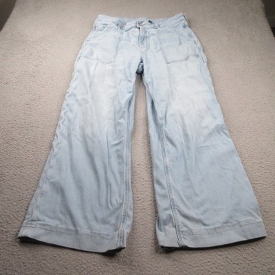 American Eagle Super High Rise Baggy Wide Leg Jeans Womens 14 Regular Blue Denim