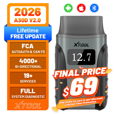 2026 XTOOL A30D V2.0 BT OBD2 Scanner Bidirectional Tool Diagnostic Full System
