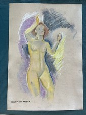 Koloman Moser disegno e quadro su carta vecchia firmato timbrato vintage
