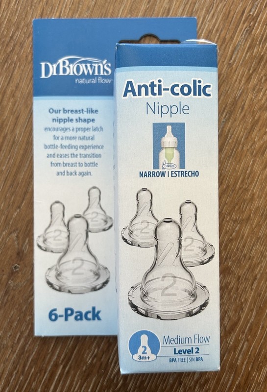 Brand New Dr Browns Anti Colic Nipples - 6 Pack Lv 2 No. SN261 - Sealed In Box