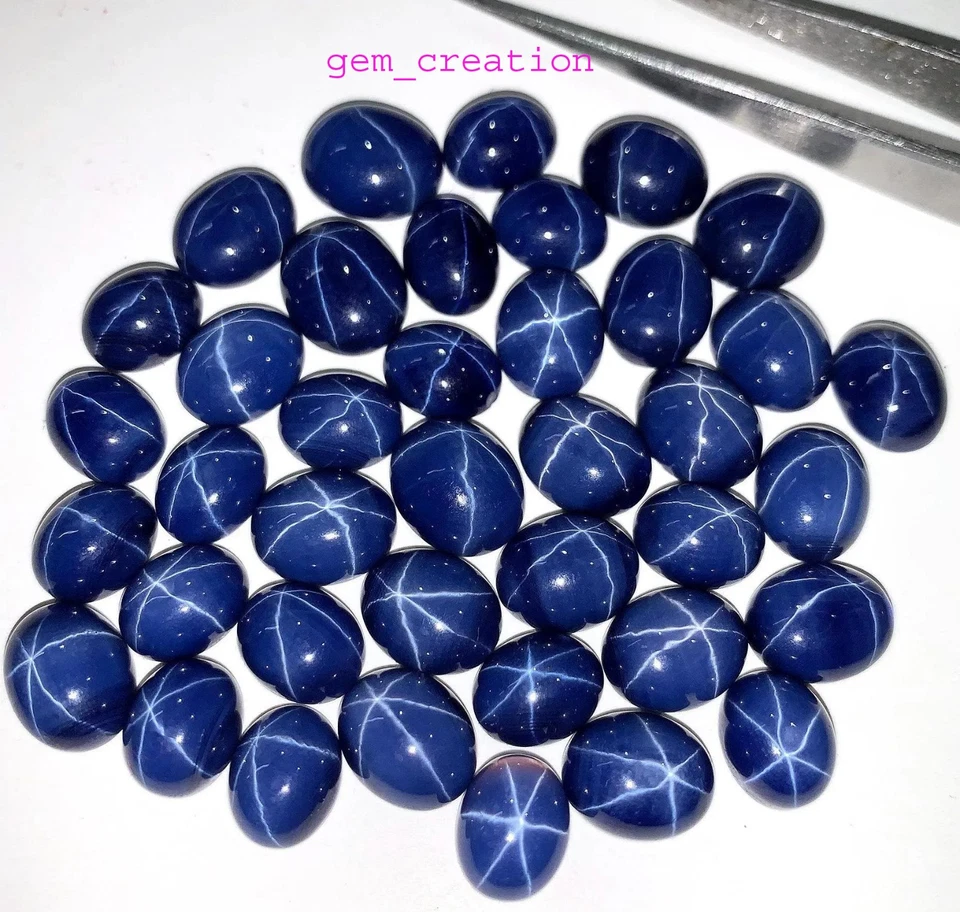 4.00-5.00 Carat. Blue Star Sapphire Oval Cabochon Loose Gemstone (8 x 10 x 4 mm) - Image 2 of 4