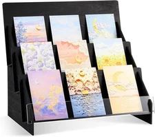 Greeting Card Display Stand Wooden Greeting Card Holder Portable Sticker Disp...
