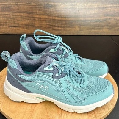 Ryka Water-Repellent Lace-Up Walking Sneaker - Teal Sz 8 M a687280