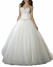Elegant Sweetheart Applique Wedding Dresses Ivory/White Lace-up Floor Length