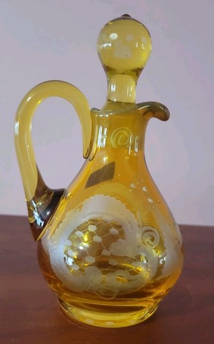 Vintage Böhmisches Glas Tschechoslowakei Kruzifix mit Hirsch und Baum Design - Bild 1 von 9