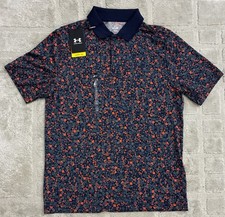 Under Armour Golf Polo Matchplay Printed Men s Size Small Navy Floral UPF 40