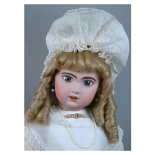 Antique French 30” Super Chunky Signed Tete Jumeau Doll in Crispy Whites LOOK!