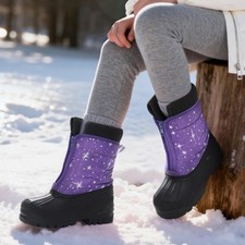 Unisex Kids Boys Girls Toddlers Snow Boots Waterproof Warm Mid Calf Ski Boots