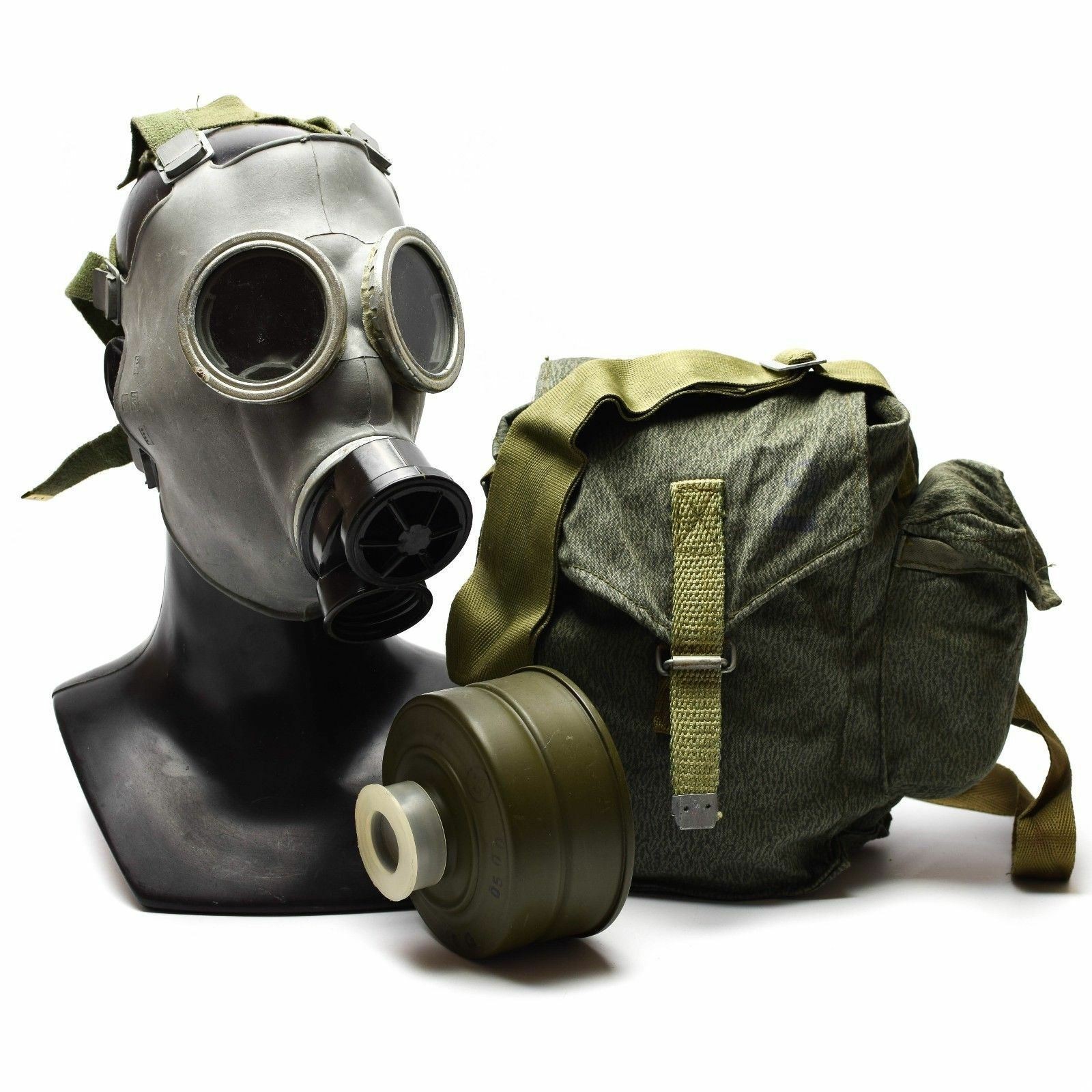 Cold war era Polish Gas Mask MC-1 Genuine respiratory MS-3 filter Olive OD NEW