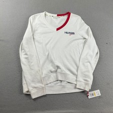 Tommy Hilfiger Sport Sweater Mens Medium White V Neck Long Sleeve Pullover NWT