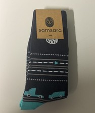 2 Pairs Samsara Adult Women's Size 6-11 Men's 7-12 Blue Truck Print Socks