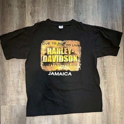 Vintage Harley-Davidson Motorcycles Jamaica Live to Ride Black T-Shirt, Size XL